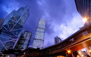 Обои Зеркальные небоскребы Гонконга