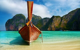 Картинка Лодка у пляжа, Таиланд