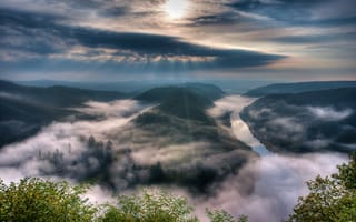 Картинка Туман над рекой Саар, Германия