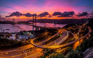 Картинка Дорожные развязки и мост Цинма, Гонконг