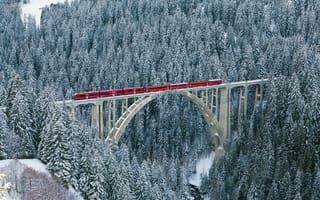Обои Железнодорожный мост над лесом, Швейцария