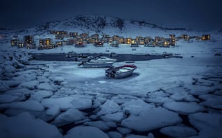 Картинка Зимняя ночь, Гренландия