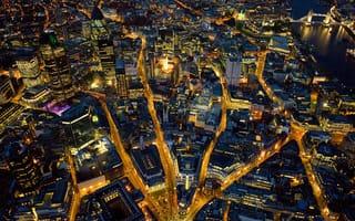 Обои Вид на ночной Лондон, Англия