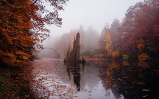 Картинка Мост Ракотцбрюке, Германия, Саксония, Чертов мост осенью