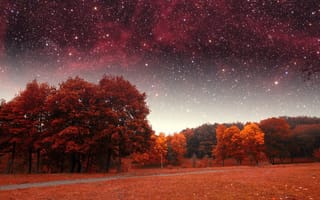 Картинка Золотая осень под звездным небом