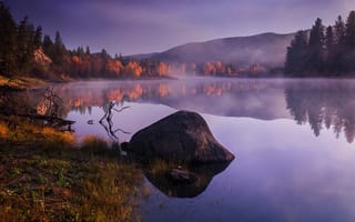 Картинка осень, mountains, water, lake, горы, отражение, вода, autumn, озеро, reflection