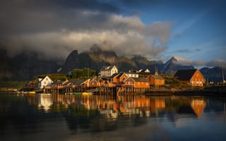 Картинка Рыбацкая деревня, Норвегия, Лофотенские острова