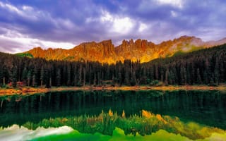 Картинка лес, италия, карецца, отражение, озеро