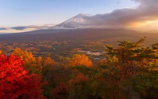 Картинка осень, горы, фудзияма, япония, вулкан