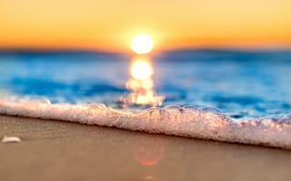 Картинка пляж, закат, море, солнце