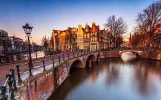 Картинка мост, нидерланды, канал, кейзерсграхт, амстердам