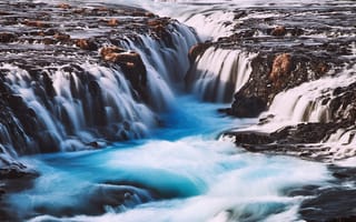 Картинка водопад, река, камни
