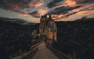 Картинка вечер, замок, виршем, замок эльц, германия
