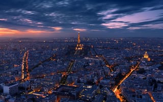 Картинка франция, эйфелева башня, париж, улица, ночь