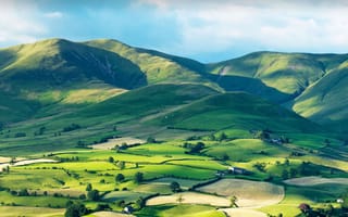 Картинка горы, поле, ландшафт, yorkshire dales national park, небо, howgill fells, англия
