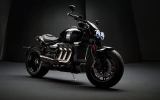 Картинка мотоцикл, темный, triumph rocket, черный мотоцикл