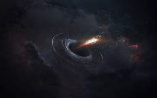 Картинка космос, звезды, галактика, черная дыра, темный