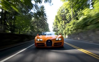 Картинка бугатти, bugatti veyron, bugatti veyron grand sport, оранжевая машина
