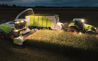 Картинка ночь, трактор, claas axion 840, урожай, combine, claas jaguar 860, agricultural machinery, зерно, claas