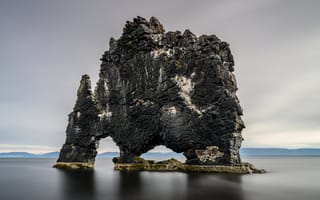 Картинка море, скала, исландия, hvitserkur, природа