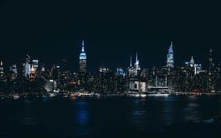 Картинка сша, нью-йорк, огни, ночь, город, темные