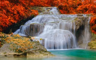 Картинка водопад, осень, природа, вода, водоем