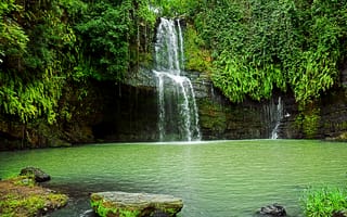 Картинка водопад, гидроресурсы, зеленый, природа, водоем