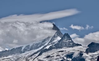 Картинка Альпы, вид, Высота, гора, горный пик, дневной свет, дымка, зима, идиллический, лед, ледник, мороз, на открытом воздухе, небо, облака, пейзаж, природа, простуда, путешествовать, снег, снежный, спокойный, туманный