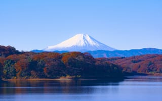 Картинка гора Фудзи, Озеро Кавагути, гора, Озеро Мотосу, природа