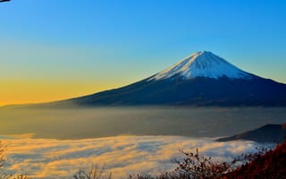 Картинка гора Фудзи, гора, стратовулкан, горный рельеф, дикая местность