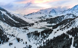 Картинка гора, живописный, заснеженный, зима, на открытом воздухе, пейзаж, природа, простуда, снег