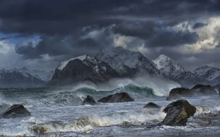 Картинка Лофотен, море, природа, волна, вода