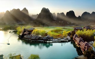 Картинка БАМа Китай, БАМа Яо Автономный Уезд, природный ландшафт, природа, гидроресурсы