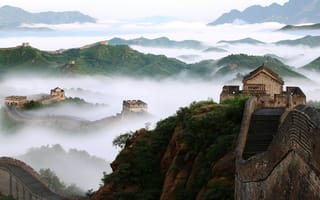 Картинка великая Китайская стена, гора, достопримечательность, горная станция, нагорье