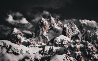 Картинка горный хребет, горы, живописный, зима, ночь, пейзаж, снег