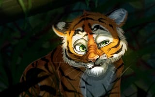 Картинка тигр, арт, бенгальский тигр, живая природа, кошачьих