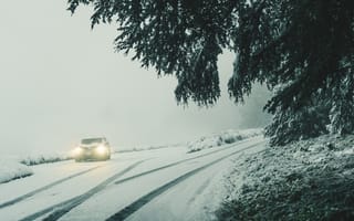 Картинка авто, снег, зима, зимний шторм, метель