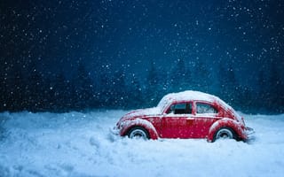 Картинка авто, зима, вождение, снег, синий
