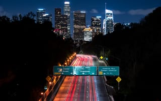 Картинка Лос-Анджелес, свет, ночь, город, городской район