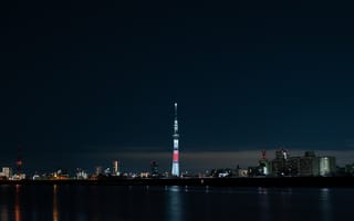 Обои ночь, Токио, панорама, ориентир, город