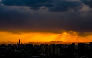 Картинка облако, ночь, закат, послесвечение, городской район