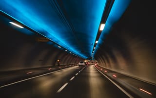 Картинка туннель, синий, дорога, магистраль, автострада