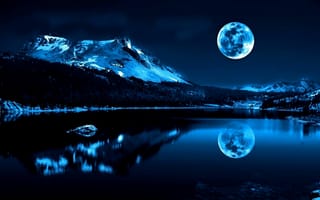 Картинка ночь, природа, лунный свет, природный ландшафт, свет