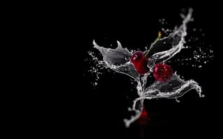 Картинка вишня, вода, красный цвет, графический дизайн, темнота