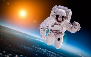 Картинка астронавт в космосе, земля, астронавт, космическое пространство, космос