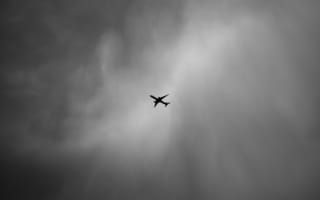 Картинка полет, черный, атмосфера, облако, монохромный