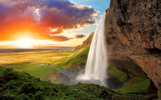 Картинка Селйяландсфосс Исландия, селйяландсфосс, Skgafoss, водопад, Thrsmrk