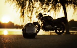 Обои мотоциклетный шлем, мотоцикл, шлем, дерево, автомобильный экстерьер