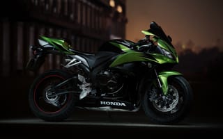 Картинка Honda Motor Company, мотоцикл, спортивный мотоцикл, зеленый, супербайк
