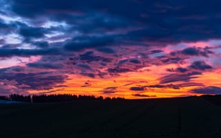 Картинка закат, послесвечение, облако, горизонт, восход солнца